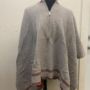 Rag & Bone New York Made in Italy, Varsity Zip Poncho, Mid-Grey, One Size - NEW